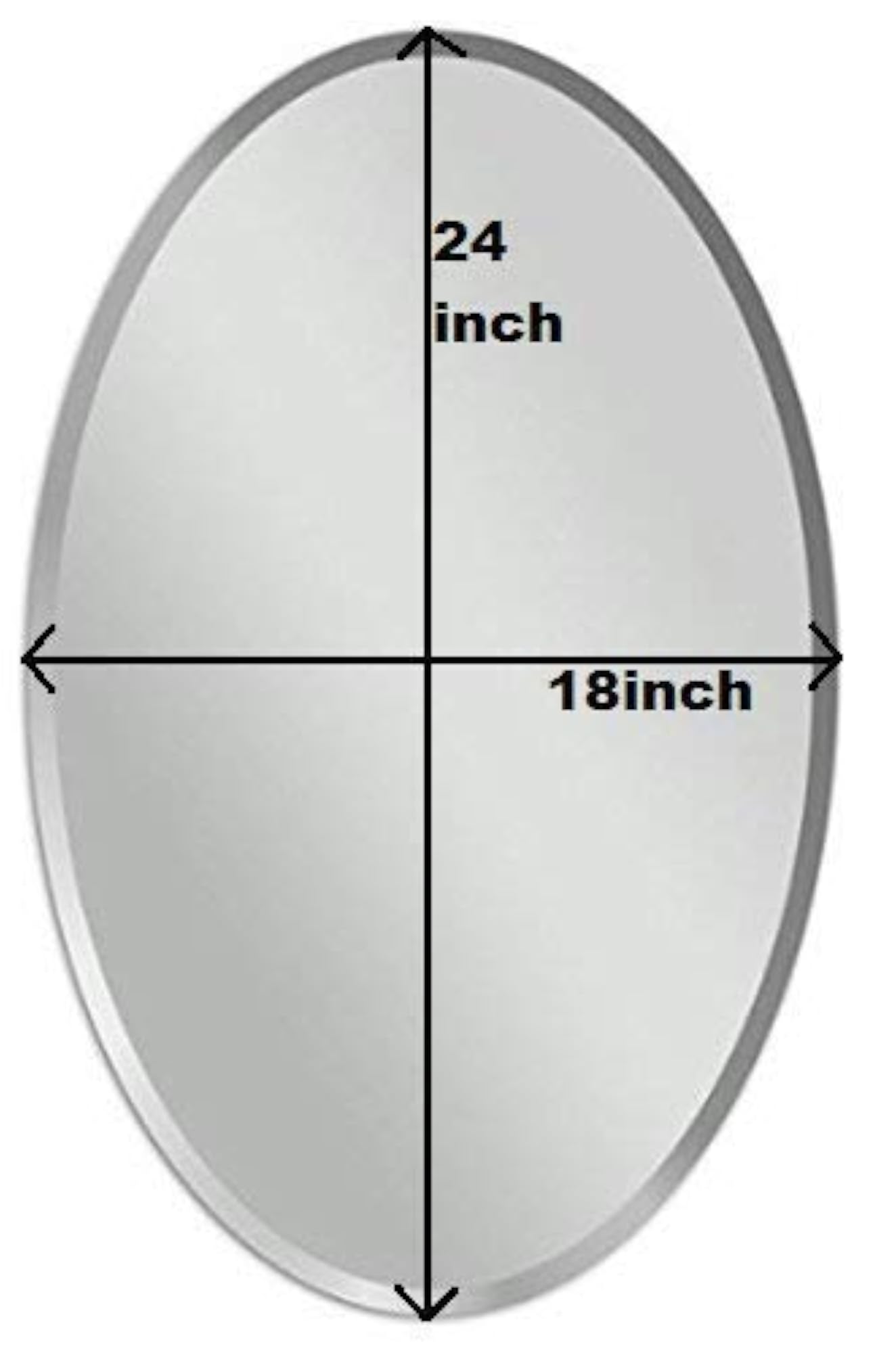 Vanity Mirror Glass Bathroom Wall - Full Length Frameless Oval Shape